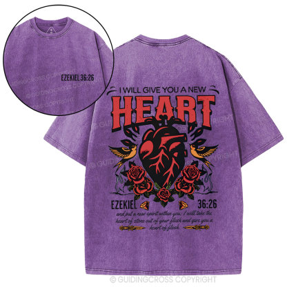 I Will Give You A New Heart Christian Washed T-Shirt