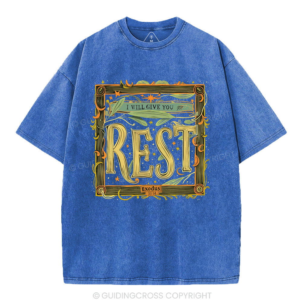 I Will Give You Rest Christian Washed T-Shirt
