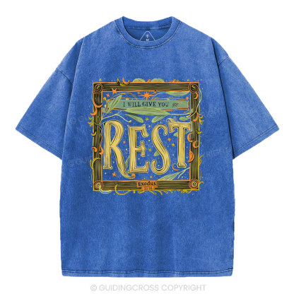 I Will Give You Rest Christian Washed T-Shirt