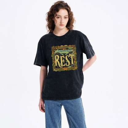 I Will Give You Rest Christian Washed T-Shirt