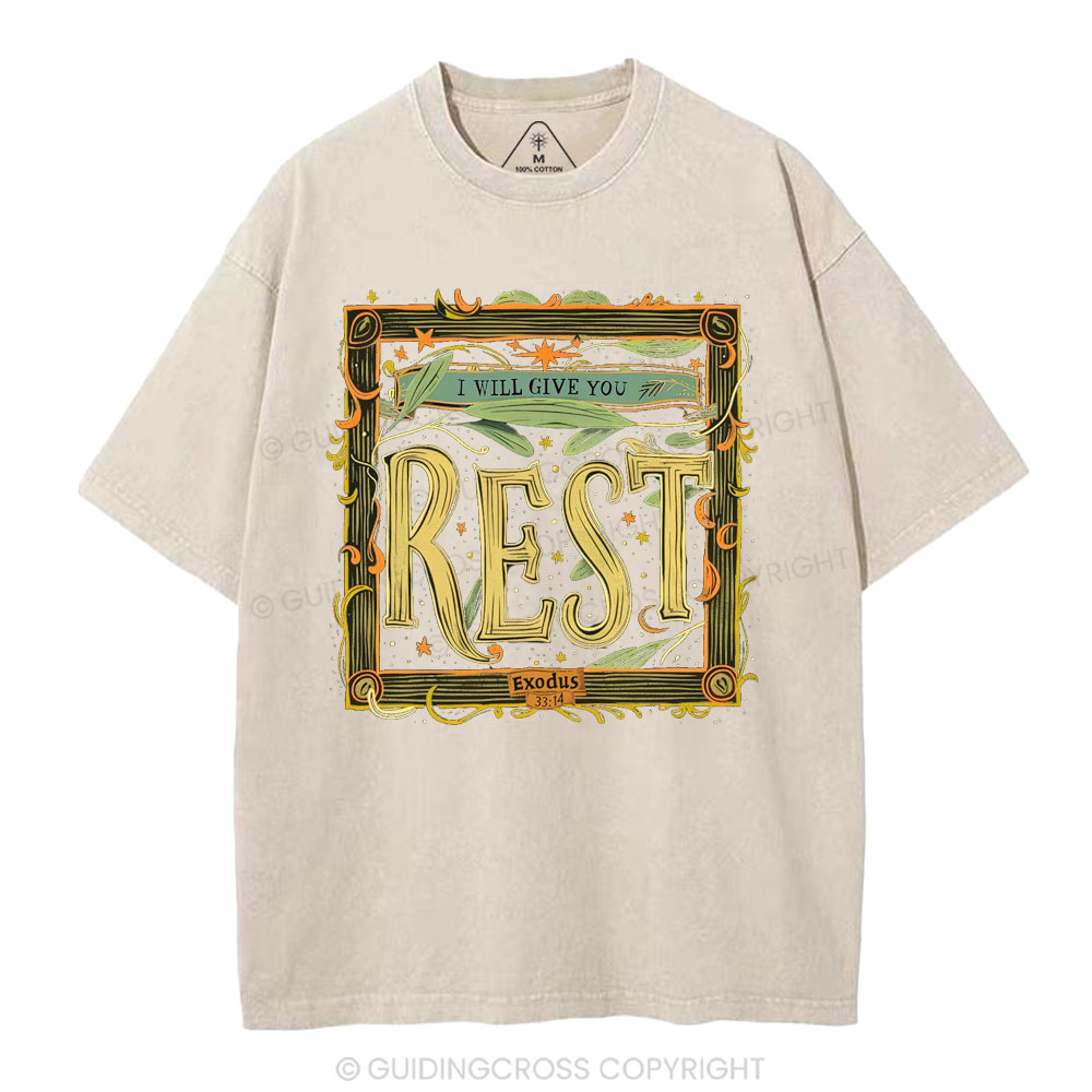 I Will Give You Rest Christian Washed T-Shirt