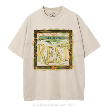 I Will Give You Rest Christian Washed T-Shirt