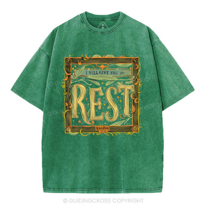I Will Give You Rest Christian Washed T-Shirt