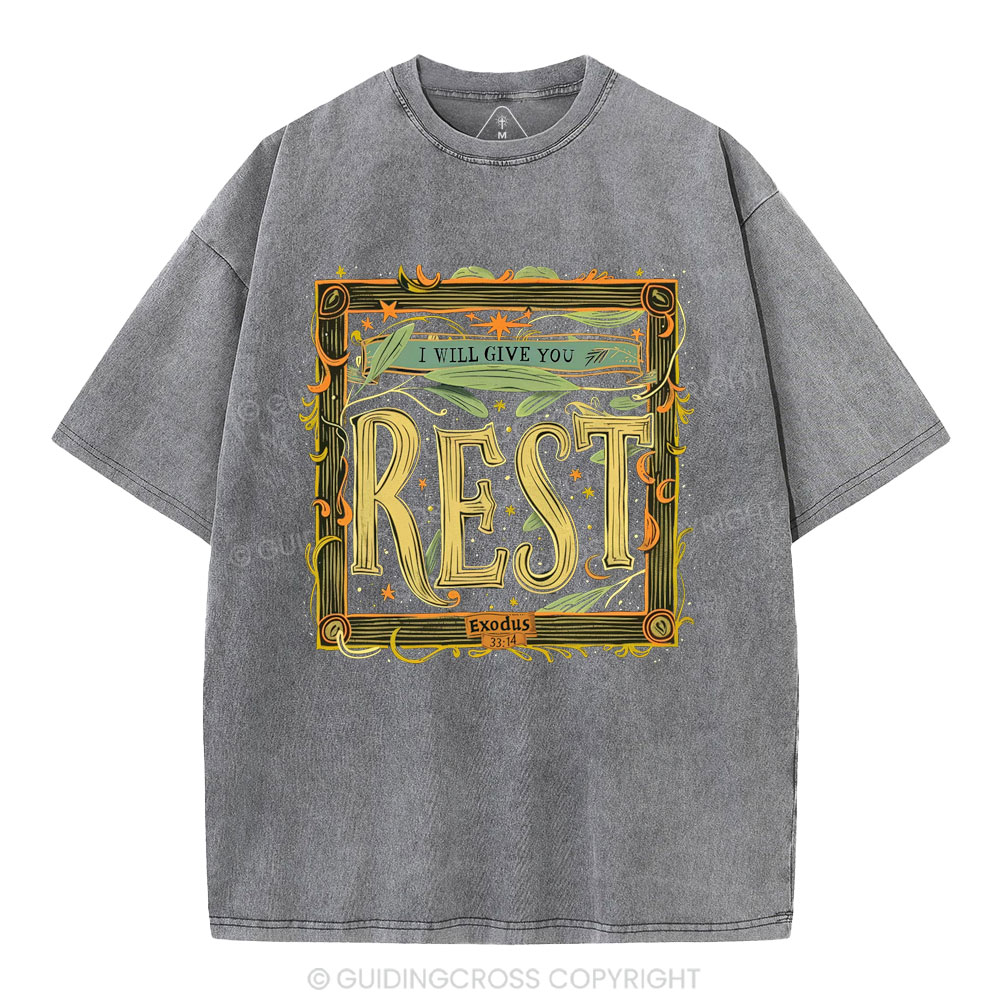 I Will Give You Rest Christian Washed T-Shirt