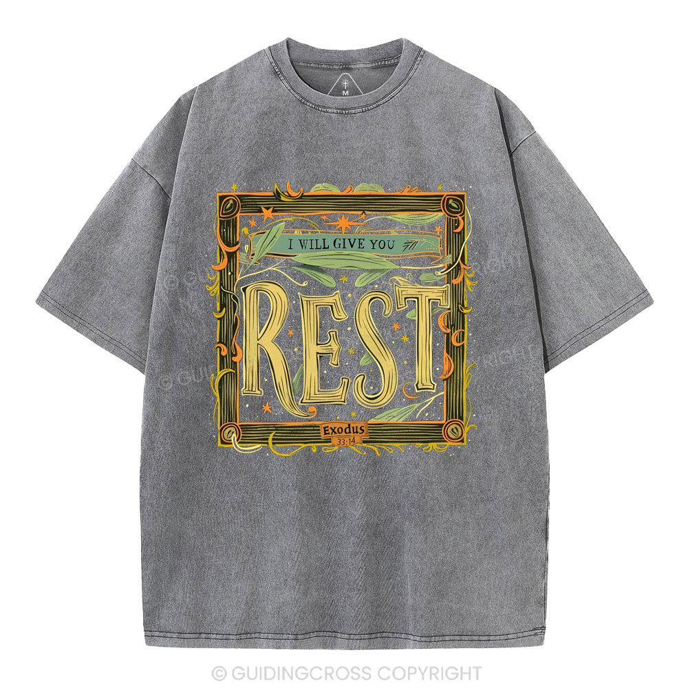 I Will Give You Rest Christian Washed T-Shirt