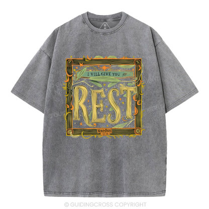 I Will Give You Rest Christian Washed T-Shirt