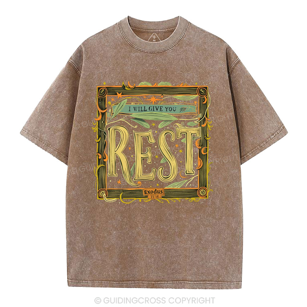I Will Give You Rest Christian Washed T-Shirt