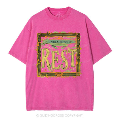 I Will Give You Rest Christian Washed T-Shirt