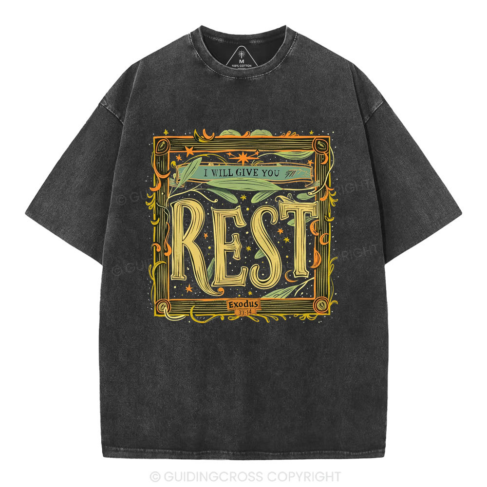 I Will Give You Rest Christian Washed T-Shirt