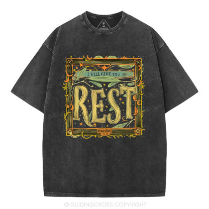 I Will Give You Rest Christian Washed T-Shirt