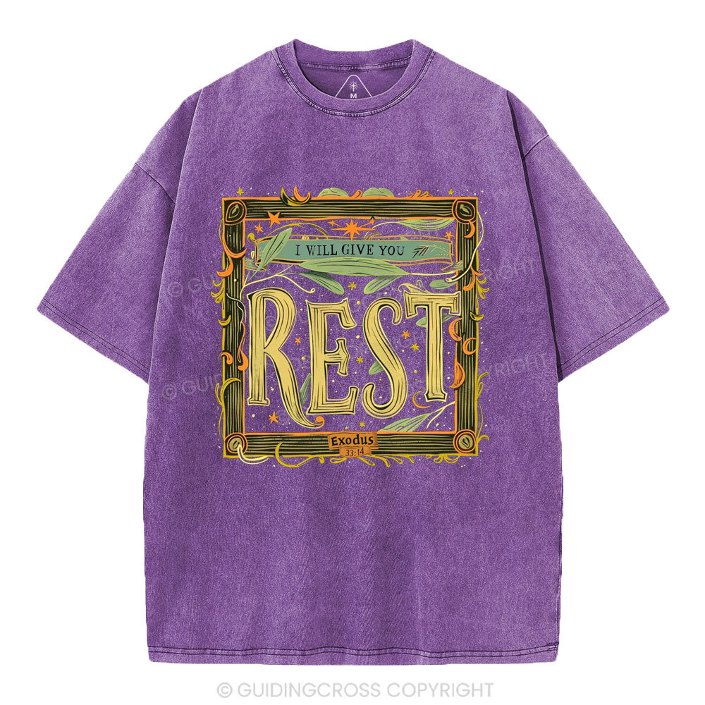 I Will Give You Rest Christian Washed T-Shirt