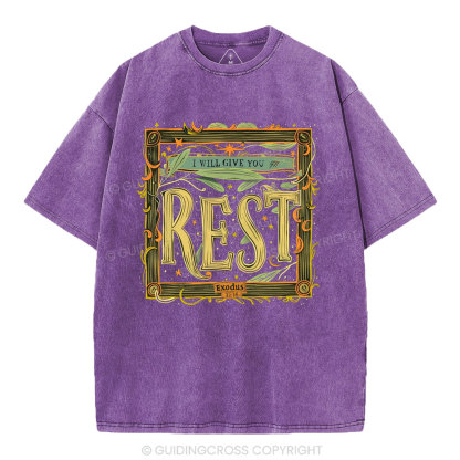 I Will Give You Rest Christian Washed T-Shirt