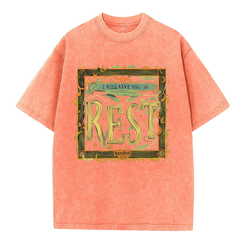 I Will Give You Rest Christian Washed T-Shirt
