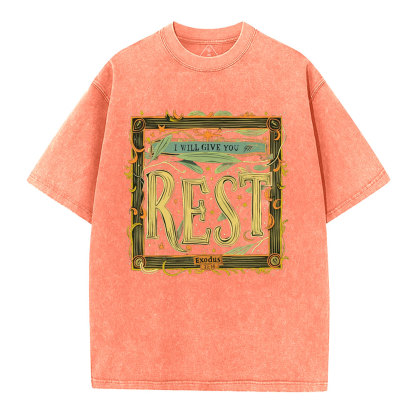 I Will Give You Rest Christian Washed T-Shirt