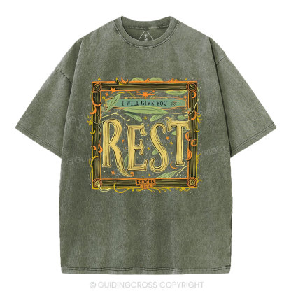 I Will Give You Rest Christian Washed T-Shirt