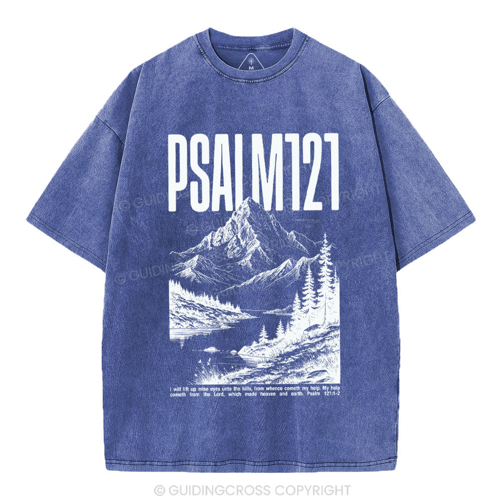 I Will Lift Mine Eyes Unto The Hills Christian Washed T-Shirt