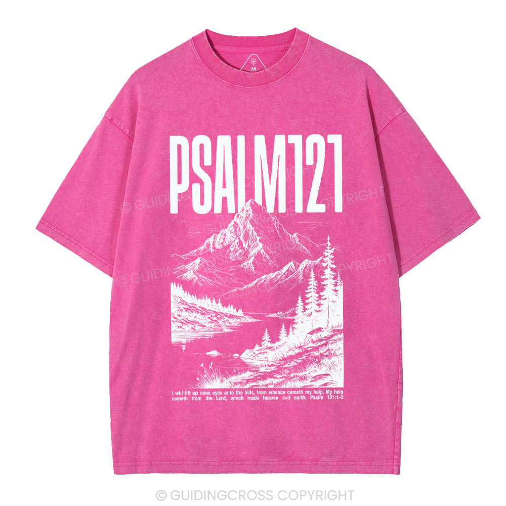 I Will Lift Mine Eyes Unto The Hills Christian Washed T-Shirt