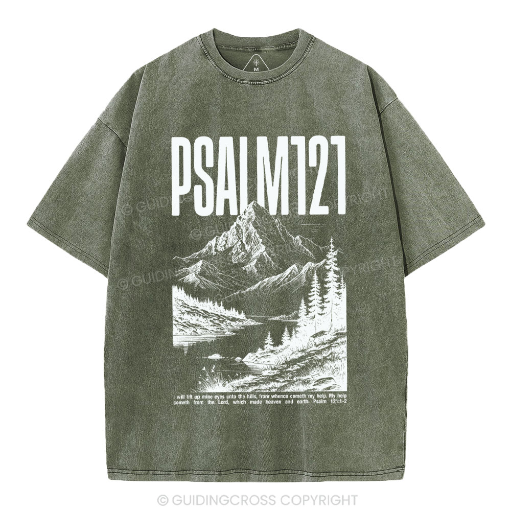 I Will Lift Mine Eyes Unto The Hills Christian Washed T-Shirt