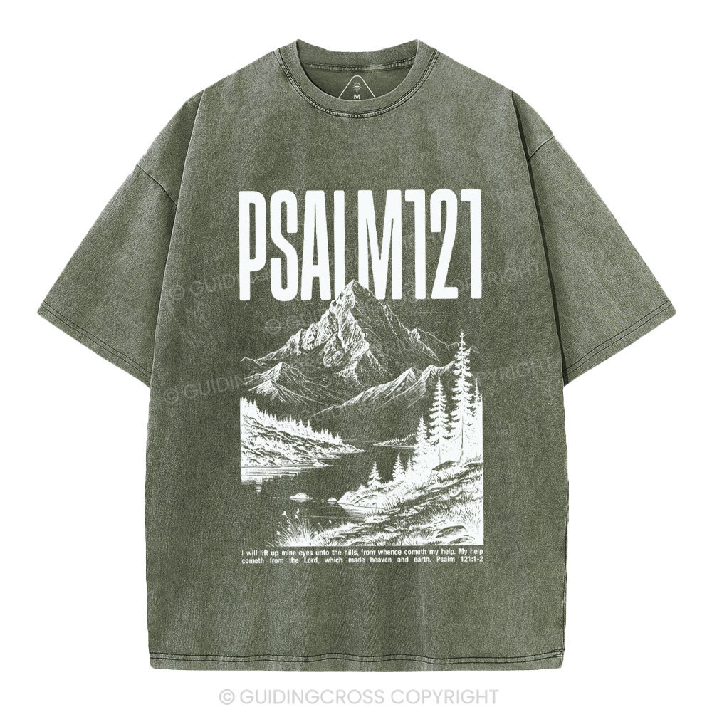 I Will Lift Mine Eyes Unto The Hills Christian Washed T-Shirt