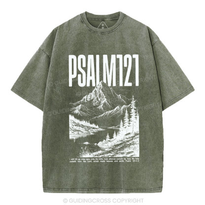 I Will Lift Mine Eyes Unto The Hills Christian Washed T-Shirt