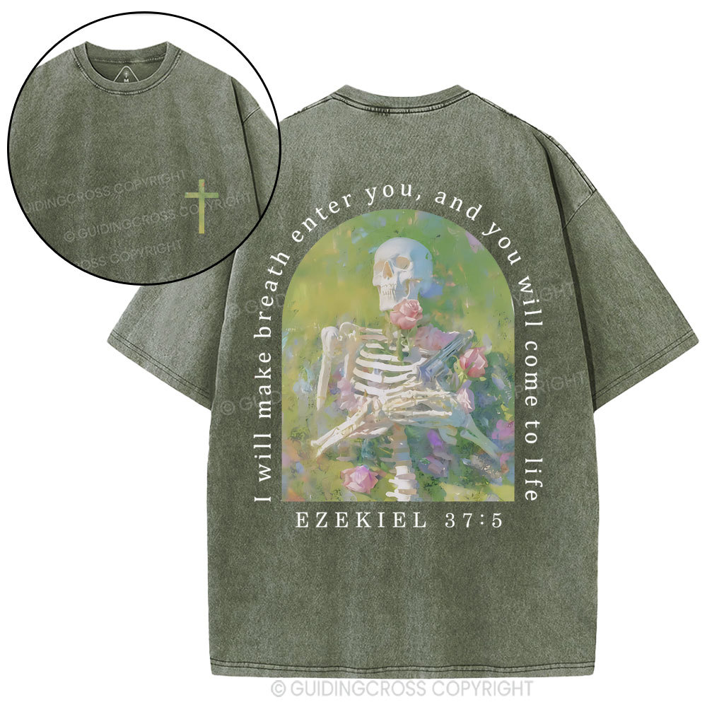 I Will Make Breath Enter You Christian Washed T-Shirt
