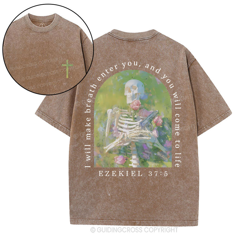 I Will Make Breath Enter You Christian Washed T-Shirt