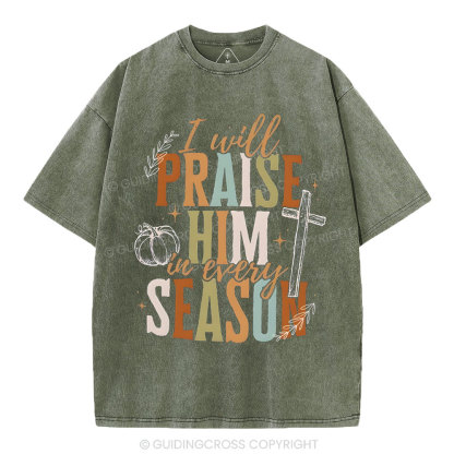 I Will Praise Him Christian Washed T-Shirt