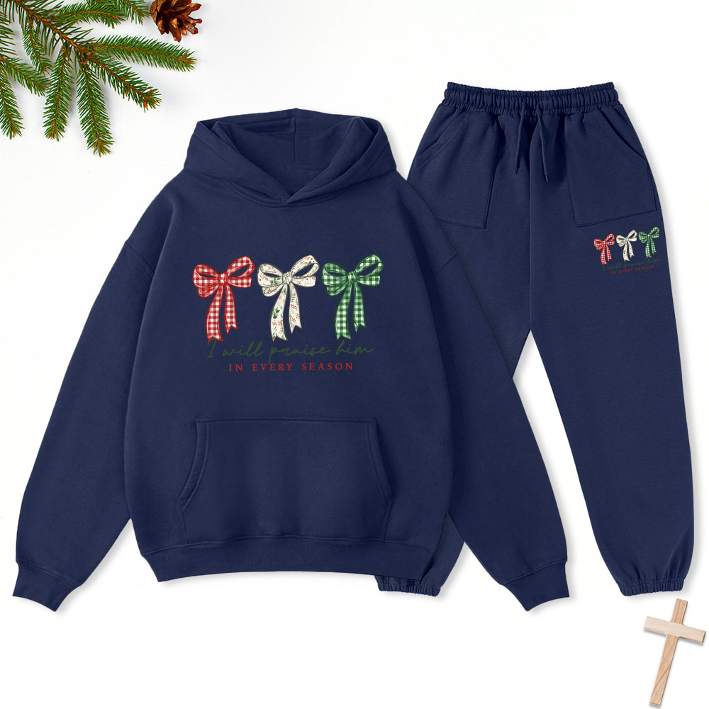 I Will Praise Him Christmas Christian Fleece Hoodie Set