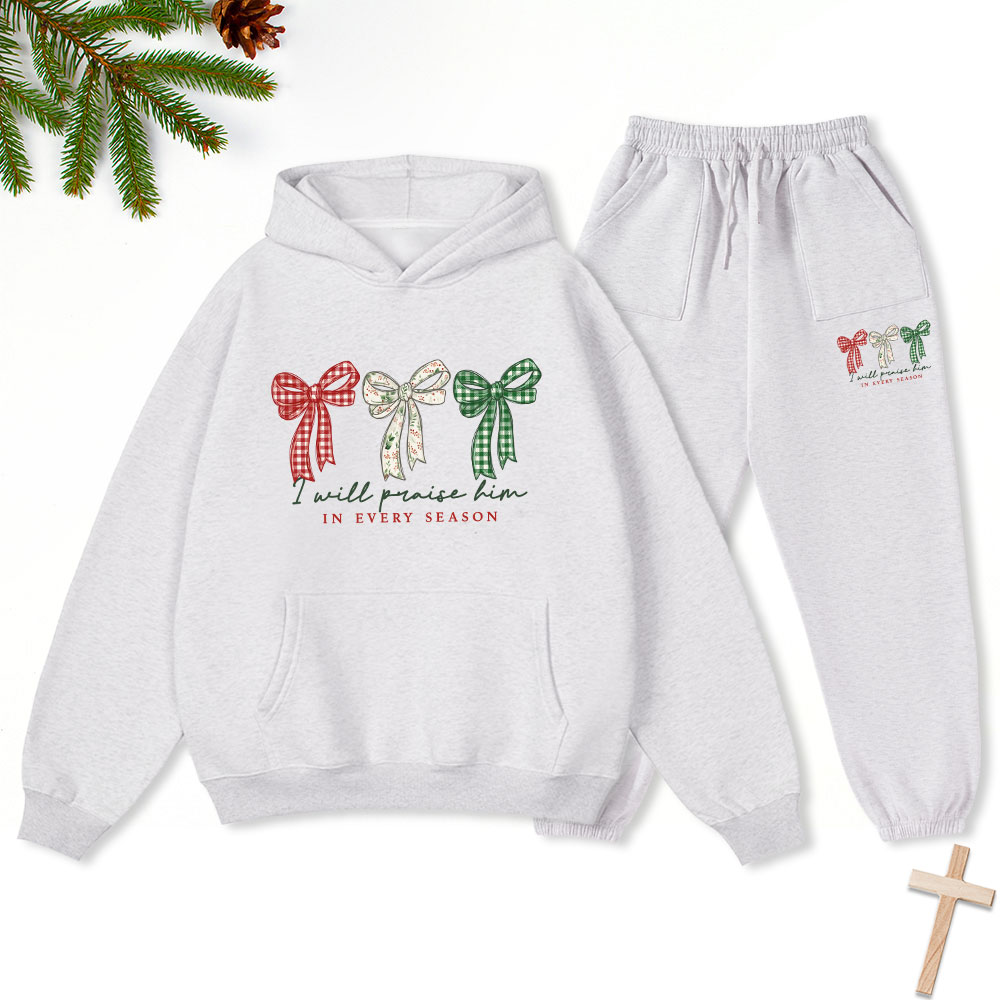 I Will Praise Him Christmas Christian Fleece Hoodie Set