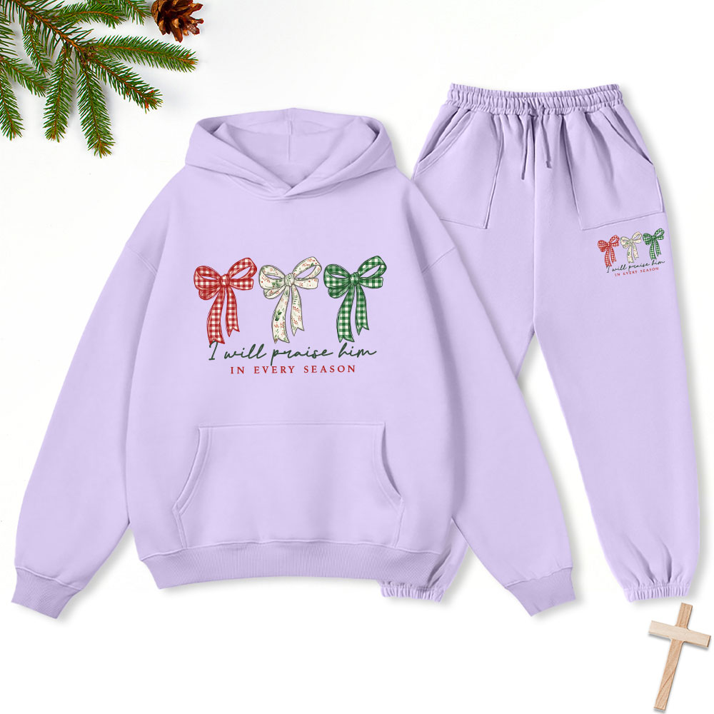 I Will Praise Him Christmas Christian Fleece Hoodie Set