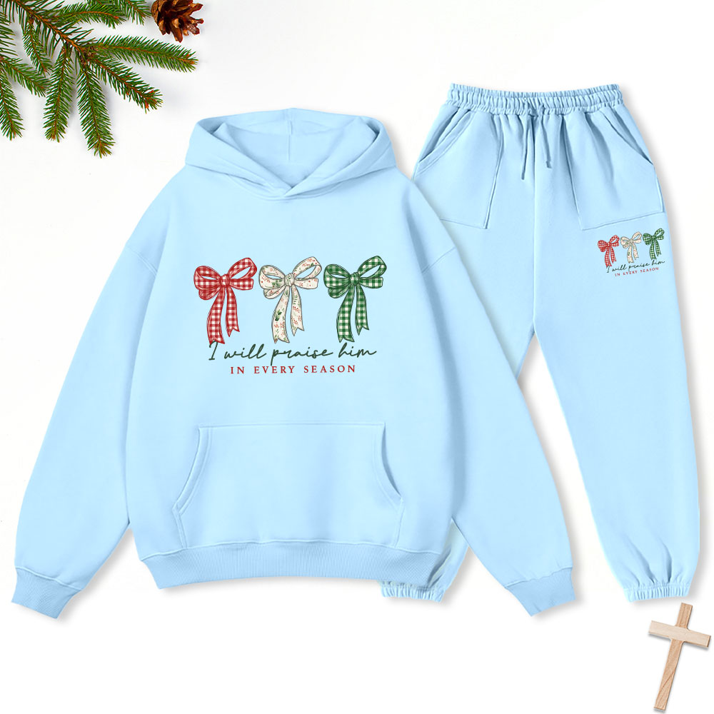 I Will Praise Him Christmas Christian Fleece Hoodie Set