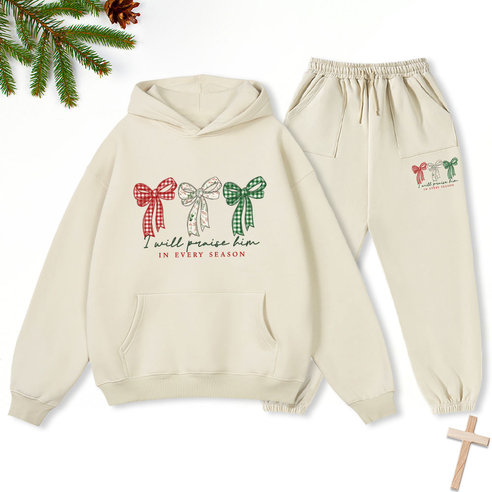 I Will Praise Him Christmas Christian Fleece Hoodie Set