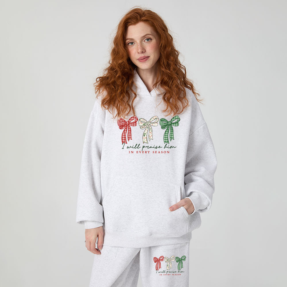 I Will Praise Him Christmas Christian Fleece Hoodie Set