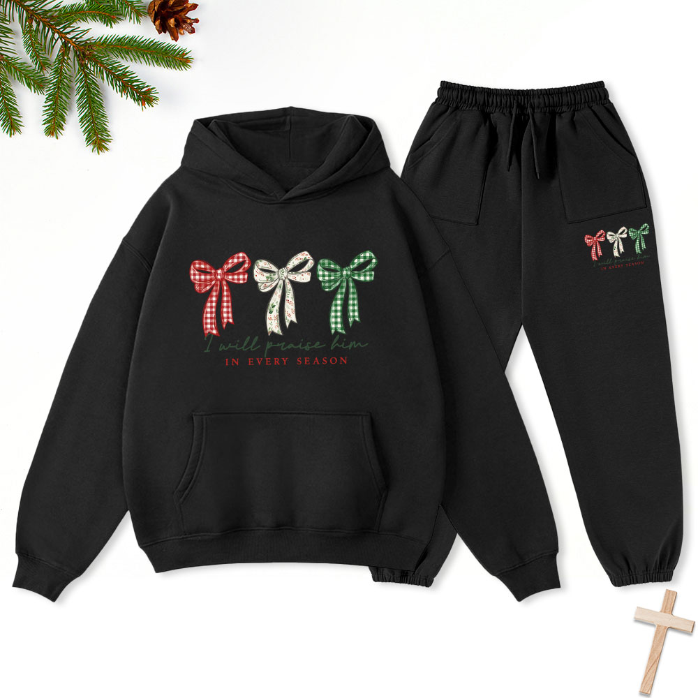 I Will Praise Him Christmas Christian Fleece Hoodie Set