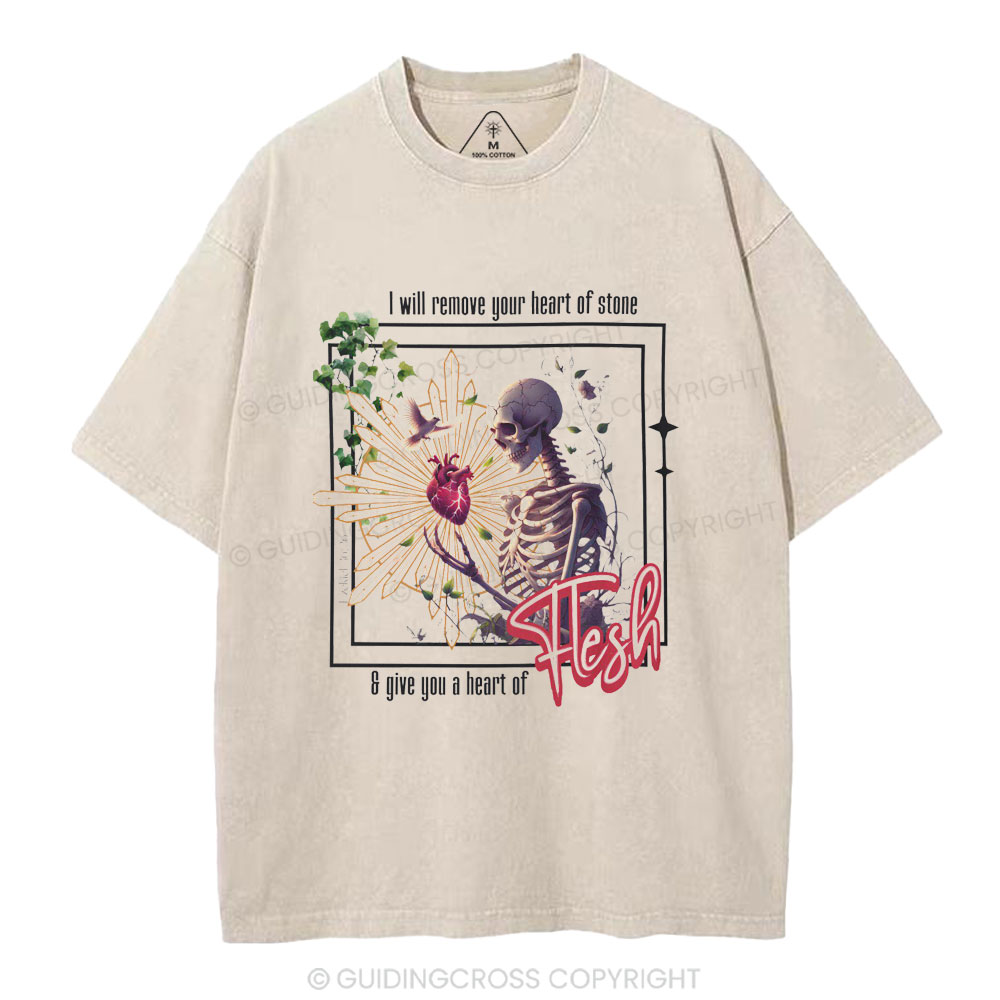 I Will Remove Your Heart Of Stone Christian Washed T-Shirt