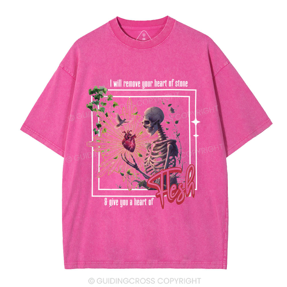 I Will Remove Your Heart Of Stone Christian Washed T-Shirt
