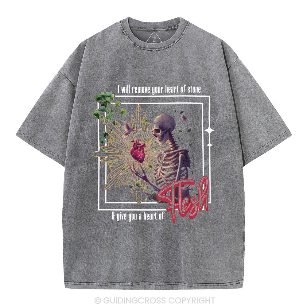 I Will Remove Your Heart Of Stone Christian Washed T-Shirt