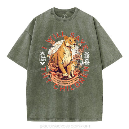 I Will Save Thy Children  Christian Washed T-Shirt
