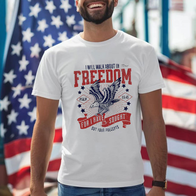 I Will Walk About In Freedom Christian T-Shirt