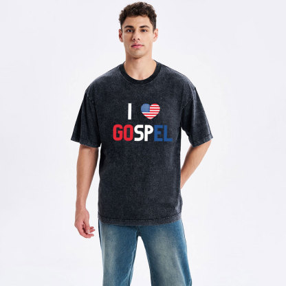 I love Gospel Christian Washed T-Shirt