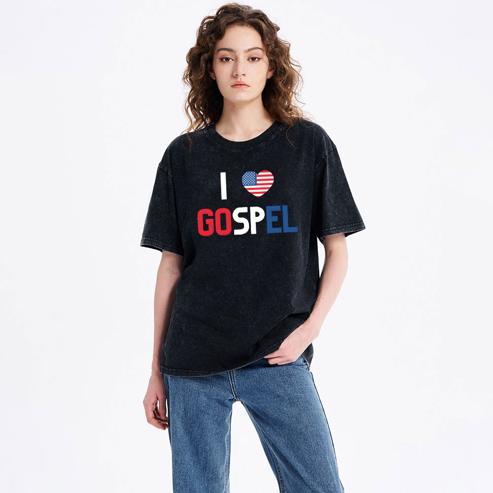 I love Gospel Christian Washed T-Shirt