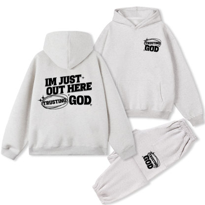 I'm Just Out Here Christian Fleece Hoodie Set