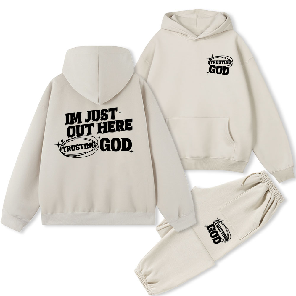 I'm Just Out Here Christian Fleece Hoodie Set