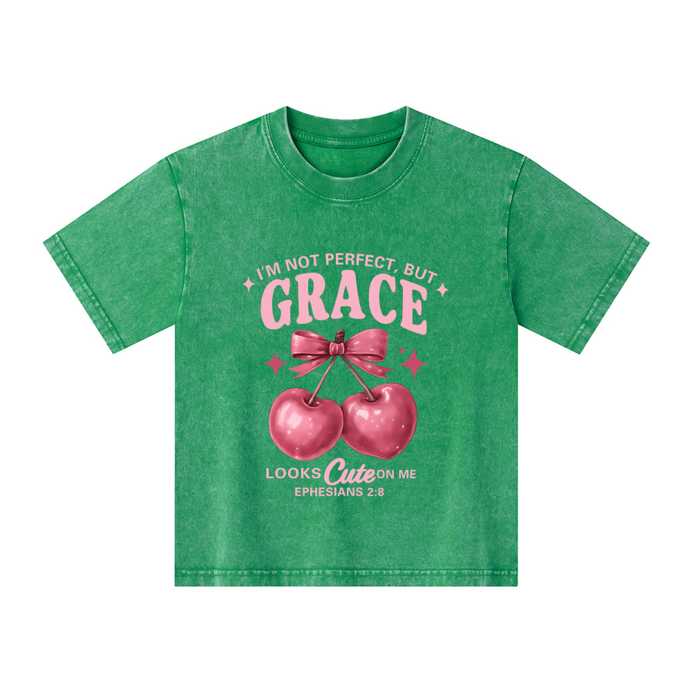I'm Not Perfect But Grace Looks Cute On Me Kid Washed T-Shirt
