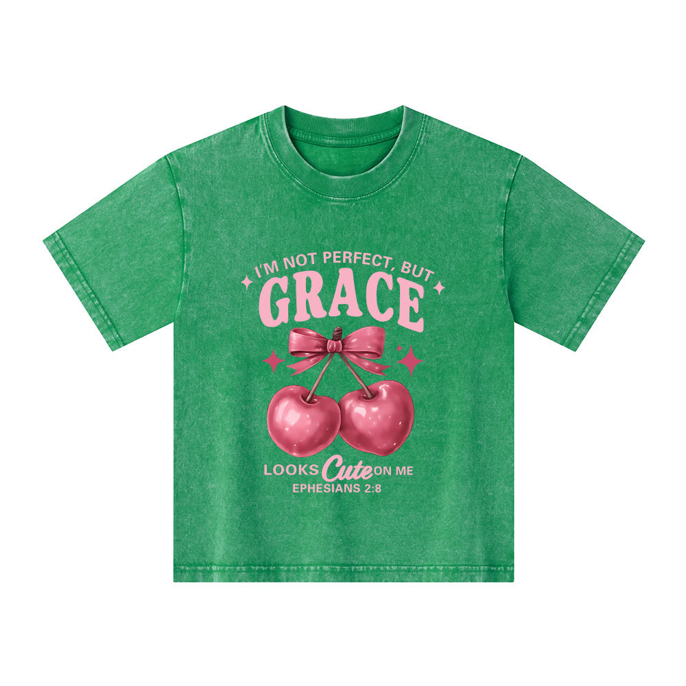 I'm Not Perfect But Grace Looks Cute On Me Kid Washed T-Shirt