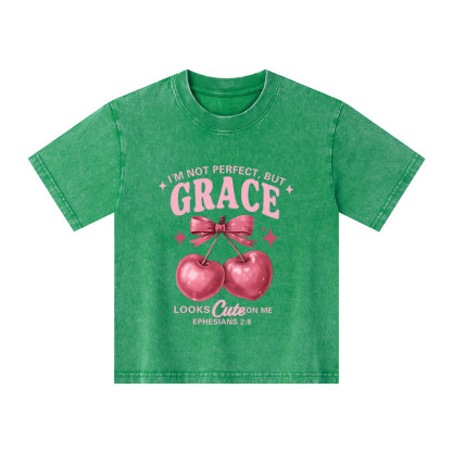 I'm Not Perfect But Grace Looks Cute On Me Kid Washed T-Shirt