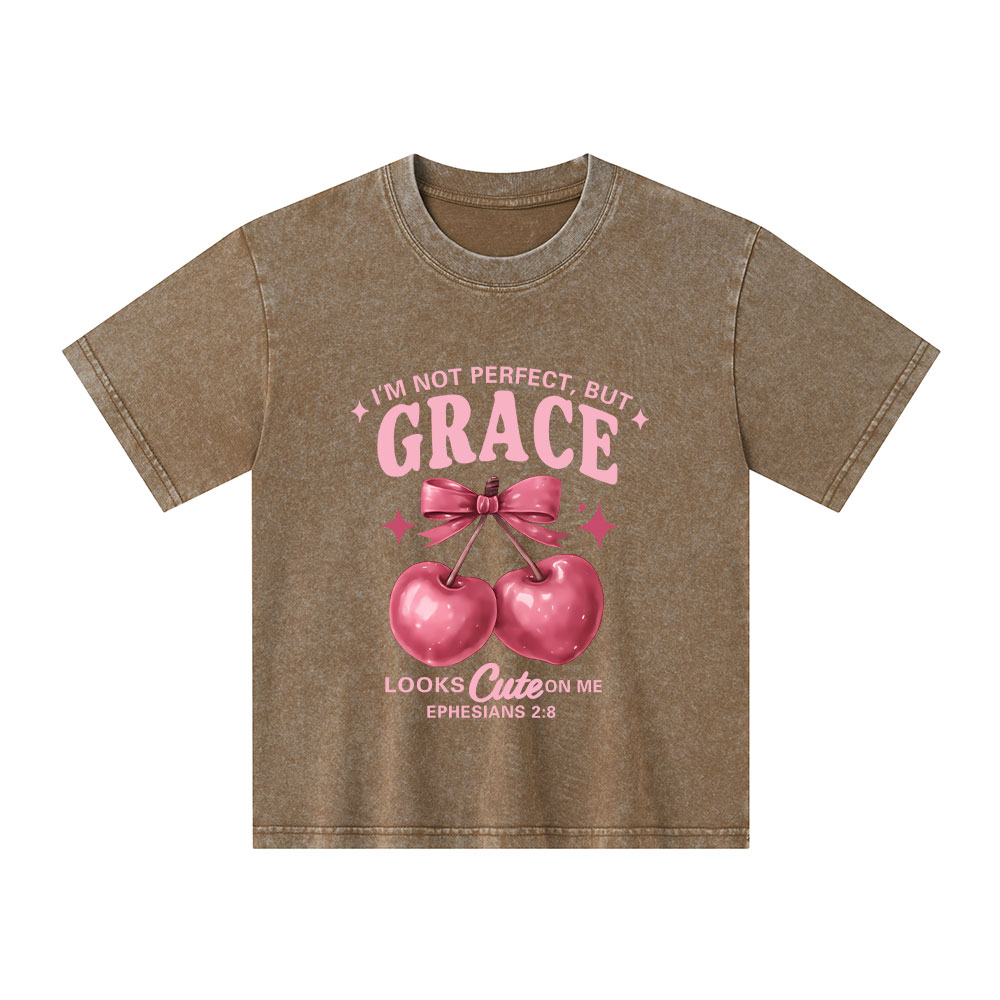 I'm Not Perfect But Grace Looks Cute On Me Kid Washed T-Shirt