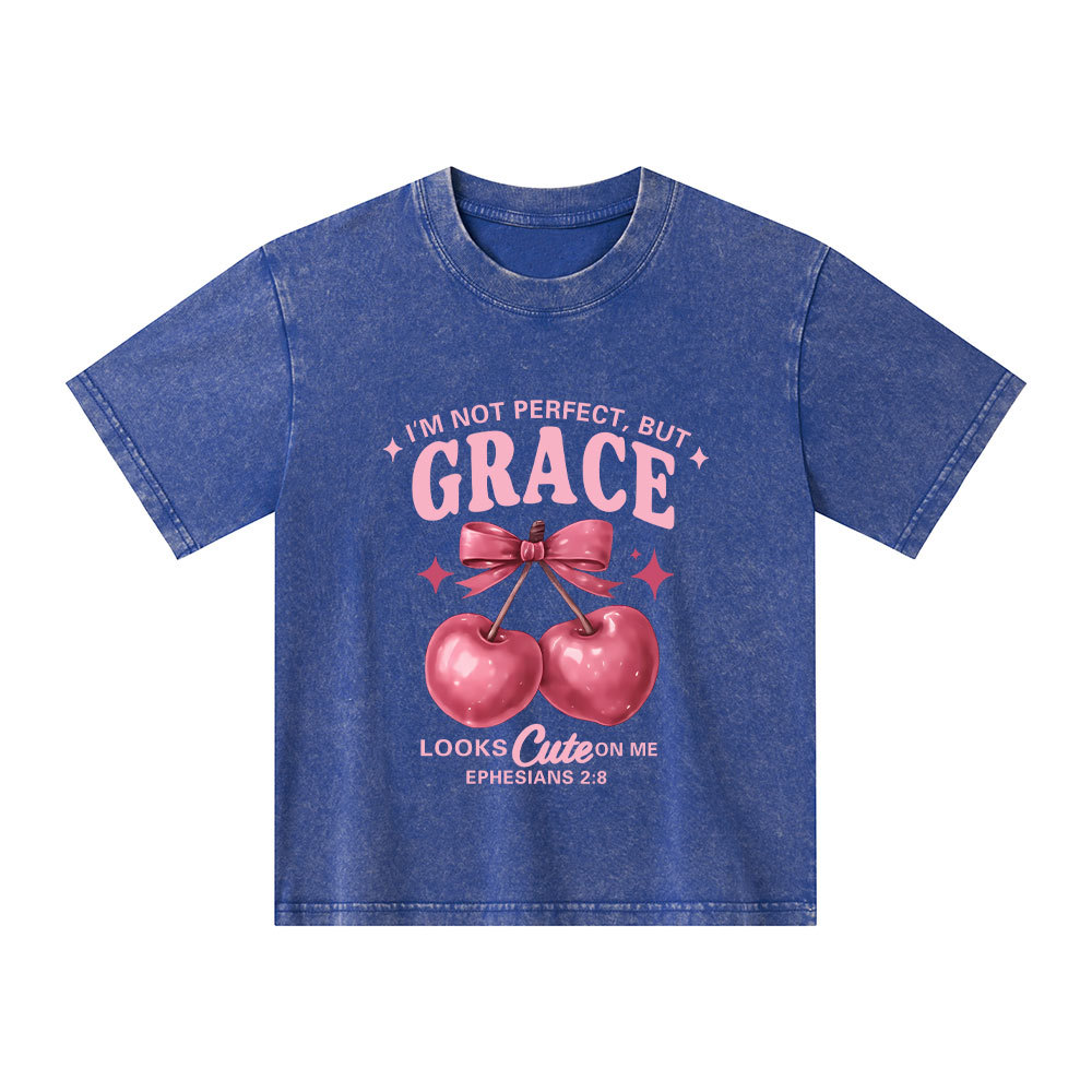 I'm Not Perfect But Grace Looks Cute On Me Kid Washed T-Shirt