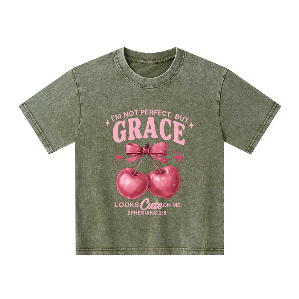I'm Not Perfect But Grace Looks Cute On Me Kid Washed T-Shirt