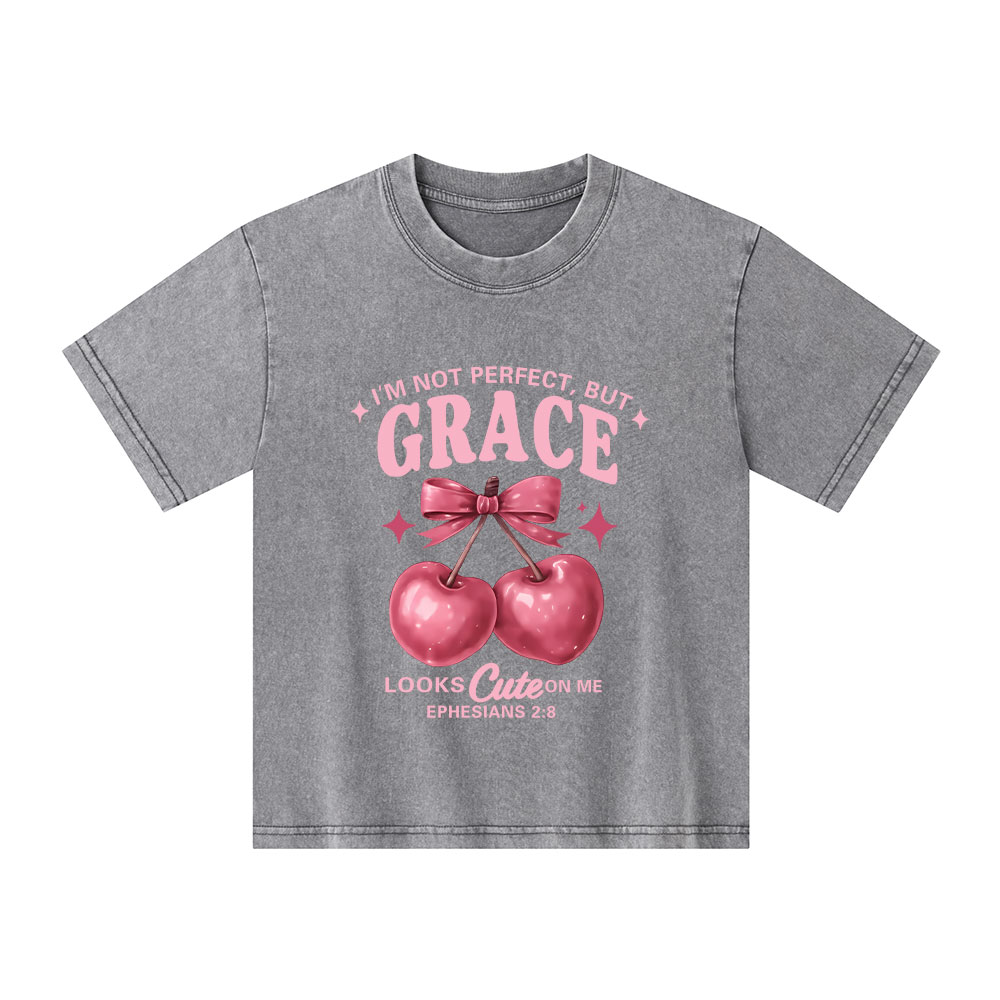 I'm Not Perfect But Grace Looks Cute On Me Kid Washed T-Shirt